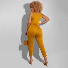 Casual Solid Sleeveless One-Piece Jumpsuit HNIF-HN030