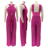 Sexy Solid Backless Wide Leg Jumpsuit HNIF-HN040