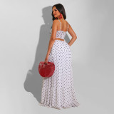 Plus Size Polka Dot Spaghetti Strpa Maxi Dress HNIF-HN032