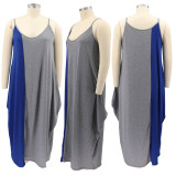 Plus Size Contrast Color Loose Sling Maxi Dress HNIF-DHN005