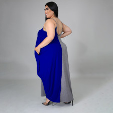 Plus Size Contrast Color Loose Sling Maxi Dress HNIF-DHN005