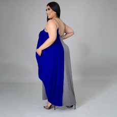 Plus Size Contrast Color Loose Sling Maxi Dress HNIF-DHN005