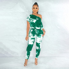 Casual Printed Off Shoulder Two Piece Pants Set HNIF-HN024