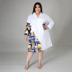 Plus Size Casual Loose Pachwork Shirt Dress HNIF-DHN004