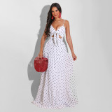 Plus Size Polka Dot Spaghetti Strpa Maxi Dress HNIF-HN032