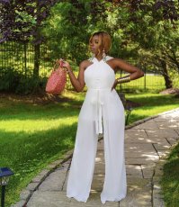 Sexy Solid Backless Wide Leg Jumpsuit HNIF-HN040
