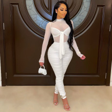 Sexy Mesh Patchwork Long Sleeve Jumpsuit HNIF-HN028
