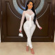Sexy Mesh Patchwork Long Sleeve Jumpsuit HNIF-HN028