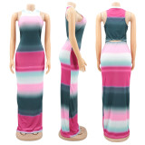 Sexy Striped Sleeveless Slim Maxi Dress HNIF-HN014