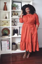 Solid Slash Neck Long Sleeve Sashes Maxi Dress LSL-6468