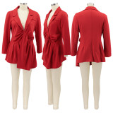 Plus Size Solid Full Sleeve Blazer Coat HNIF-DHN047