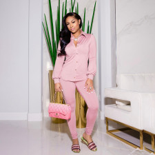 Plus Size Solid Long Sleeve Blouse And Pants 2 Piece Sets HNIF-051