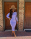 Solid Long Sleeve Bodycon Midi Dress BGN-196