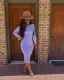 Solid Long Sleeve Bodycon Midi Dress BGN-196