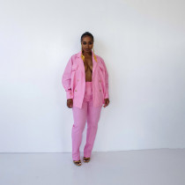 Solid Full Sleeve Coat And Pants Two Piece Sets HNIF-048