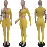 Leopard Print Long Sleeve Casual 2 Piece Pants Set BGN-195