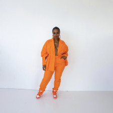 Solid Full Sleeve Coat And Pants Two Piece Sets HNIF-048