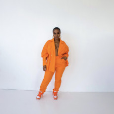 Solid Full Sleeve Coat And Pants Two Piece Sets HNIF-048