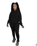 Solid Hoodies Long Pants Thick Two Piece Jogger Sets AIL-116