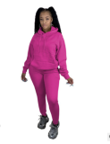 Solid Hoodies Long Pants Thick Two Piece Jogger Sets AIL-116