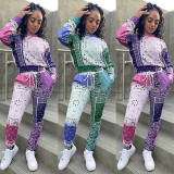 Paisley Print Long Sleeve Two Piece Pants Set GLF-10030