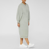 Casual Solid Long Sleeve Midi Dress GLF-10031