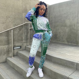 Paisley Print Long Sleeve Two Piece Pants Set GLF-10030