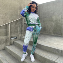 Paisley Print Long Sleeve Two Piece Pants Set GLF-10030