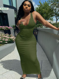 Plus Size Sexy Solid Sleeveless Slim Maxi Dress ME-S812