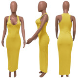 Plus Size Sexy Solid Sleeveless Slim Maxi Dress ME-S812