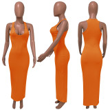 Plus Size Sexy Solid Sleeveless Slim Maxi Dress ME-S812