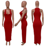 Plus Size Sexy Solid Sleeveless Slim Maxi Dress ME-S812