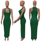 Plus Size Sexy Solid Sleeveless Slim Maxi Dress ME-S812