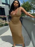 Plus Size Sexy Solid Sleeveless Slim Maxi Dress ME-S812
