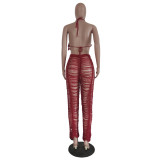 Sexy Hollow Out Knitted Bra Top+Pants Two Piece Sets TR-1167