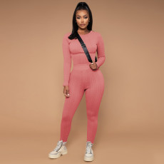 Solid Sweater Long Sleeve Two Piece Pants Set TE-4323