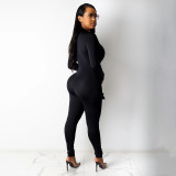Solid Long Sleeve Zipper Slim Jumpsuit SFY-2134