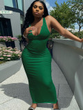 Plus Size Sexy Solid Sleeveless Slim Maxi Dress ME-S812