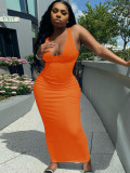 Plus Size Sexy Solid Sleeveless Slim Maxi Dress ME-S812