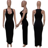 Plus Size Sexy Solid Sleeveless Slim Maxi Dress ME-S812