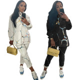 Casual Printed Long Sleeve Coat And Pants 2 Piece Suits OMY-80051