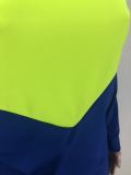 Plus Size Contrast Color Patchwork Long Sleeve 2 Piece Shorts Set LM-8276