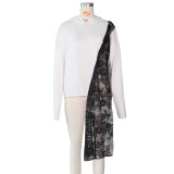 Casual Hooded Lace Patchwork Hoodie Top ZSD-0415
