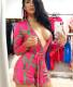 Sexy Printed Deep V Neck Long Sleeve Sashes Romper LM-8275