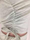 Solid Short Sleeve Ruched Top And Flare Pants 2 Piece Sets LM-8277
