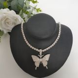 Big Butterfly Pandant Full Rhinestone Necklace Choker BYCF-1035