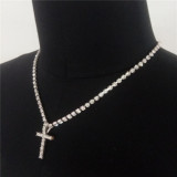 Punk Rhinestone Cross Pendant Necklace BYCF-0224