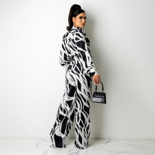 Casual Loose Printed Blouse And Pants 2 Piece Sets (With Belt)SFY-2135