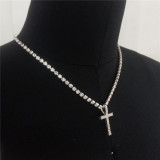 Punk Rhinestone Cross Pendant Necklace BYCF-0224