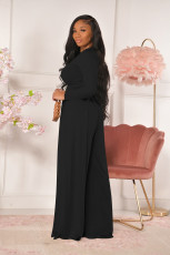 Casual Solid Long Sleeve Wide Leg Pants 2 Piece Suits YD-8522